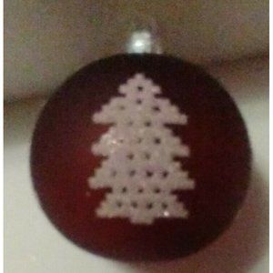 Czech Slovak Republic Glass Christmas Ornament Burgundy 4 Tree Ball 2.5"